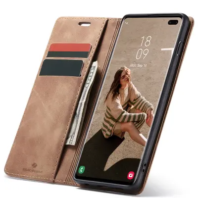ETUI SPACECASE WALLET GALAXY S10+ USNJEN SVETLO RJAV