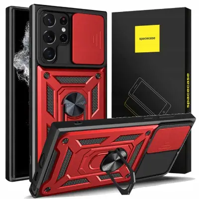 SPACECASE OVITEK ZA SAMSUNG GALAXY S22 ULTRA RDEČE STEKLO