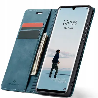 SPACECASE OVITEK DENARNICA ZA HUAWEI P30 PRO MODRO USNJENO