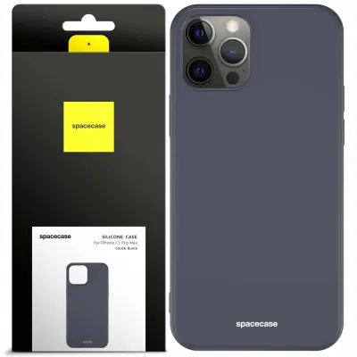SILIKONSKI OVITEK SPACECASE ZA IPHONE 13 PRO MAX ČRNA ZAŠČITA