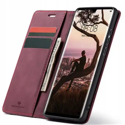 SPACECASE CASE DENARNICA ZA HUAWEI P30 PRO RDEČA USNJENA
