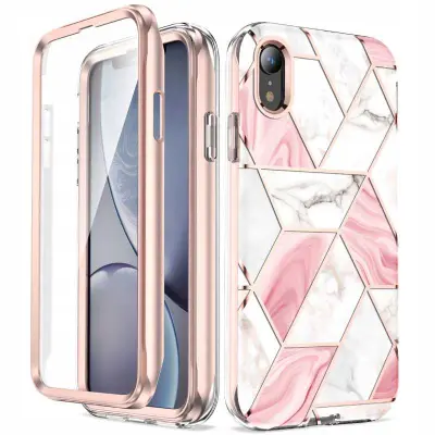 SPACECASE OVITEK MARBLE 360 OVITEK ZA IPHONE XR BELO ROZA
