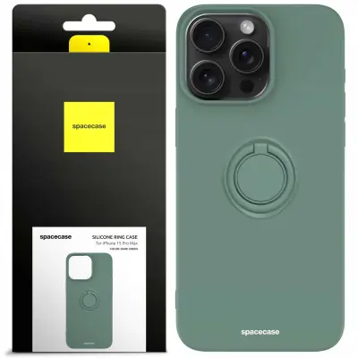 SILIKONSKI OVITEK SPACECASE ZA IPHONE 15 PRO MAX PRSTAN TEMNO ZELEN