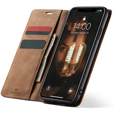 SPACECASE OVITEK DENARNICA OVITEK ZA IPHONE XR SVETLO RJAV USNJEN
