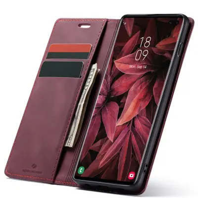 SPACECASE OVITEK GALAXY S10+ RDEČ USNJEN ZA TEL