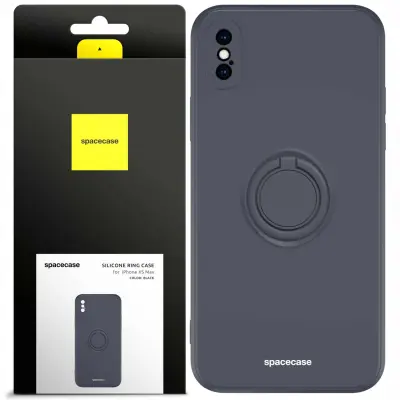 SILIKONSKI OVITEK SPACECASE RING ZA IPHONE XS MAX ČRN