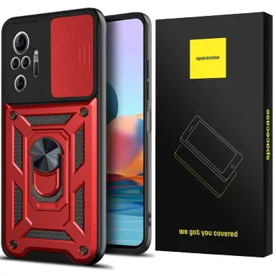 SPACECASE OVITEK ZA XIAOMI REDMI NOTE 10 PRO CAMRING RDEČ