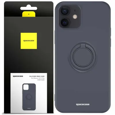 SILIKONSKI OVITEK SPACECASE ZA IPHONE 12 12 PRO OBROČ ČRN