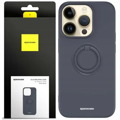 SPACECASE SILIKONSKI OVITEK RING ZA IPHONE 14 PRO ČRN OVITEK