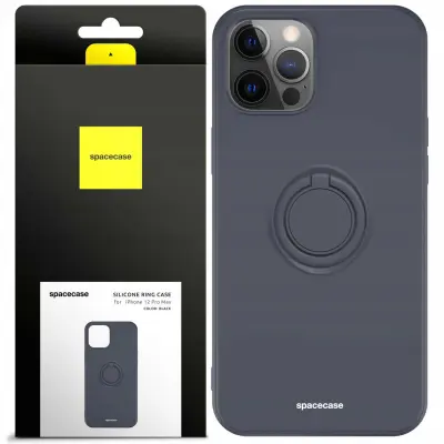 SPACECASE OVITEK SILIKONSKI OVITEK RING ZA IPHONE 12 PRO MAX ČRN
