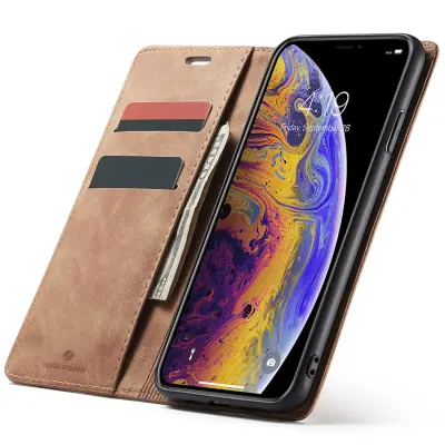 SPACECASE CASE OVITEK ZA IPHONE XS MAX SC WALLET SVETLO RJAV