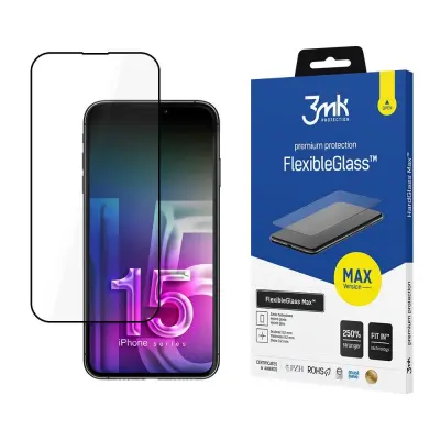 OVITEK IZ KALJENEGA STEKLA 3MK FLEXIBLEGLASS MAX ZA APPLE IPHONE 15 PLUS