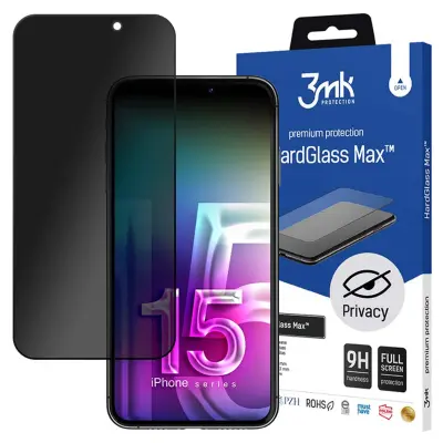 3MK HARDGLASS MAX PRIVACY KALJENO STEKLO ZA APPLE IPHONE 15 Z ZASEBNOSTJO