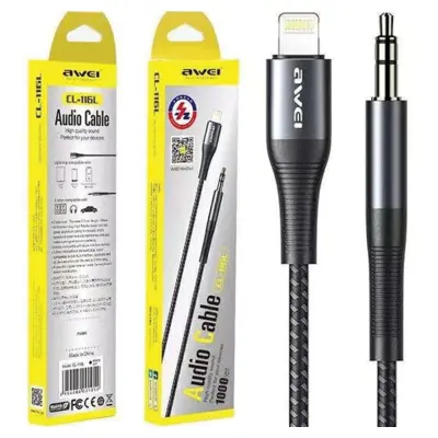AWEI ADAPTER CL-116L ZA LIGHTNING JACK 3,5 MM ZA IPHONE TEMNO SIV