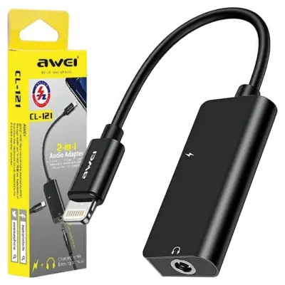 AWEI ADAPTER ZA LIGHTNING-DO LIGHTNING JACK 3.5 2V1 ZA IPHONE ČRN