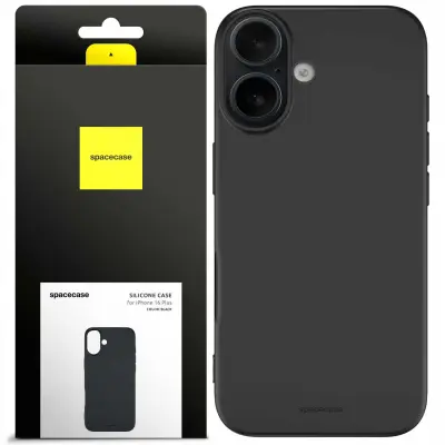SILIKONSKI OVITEK SPACECASE ZA IPHONE 16 PLUS ČRNA ZAŠČITA