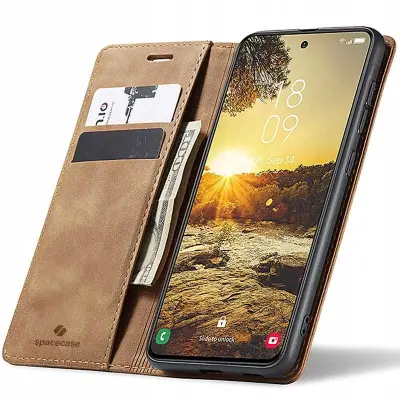SPACECASE OVITEK ZA TELEFON GALAXY S24 USNJEN SVETLO RJAV