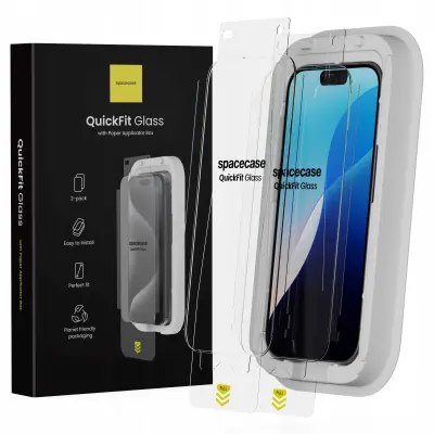SPACECASE QUICKFIT KALJENO STEKLO ZA IPHONE 16 PRO ZAŠČITNI EKRAN
