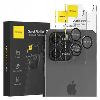 SPACECASE QUICKFIT KALJENO STEKLO ZA IPHONE 13 PRO MAX KAMERO ČRNO