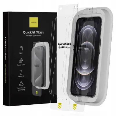 SPACECASE QUICKFIT KALJENO STEKLO ZA IPHONE 12 12 PRO ZAŠČITNA FOLIJA