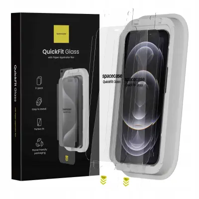 SPACECASE QUICKFIT KALJENO STEKLO ZA IPHONE 12 PRO MAX ZAŠČITNO 9H