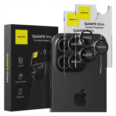 SPACECASE QUICKFIT KALJENO STEKLO ZA IPHONE 15 PRO MAX KAMERO ČRNO