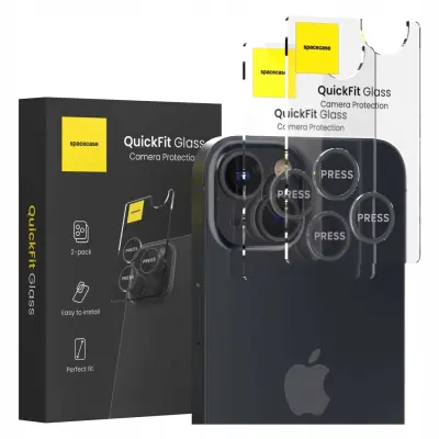 SPACECASE KALJENO STEKLO ZA KAMERO ZA IPHONE 13 13 MINI QUICKFIT ČRN