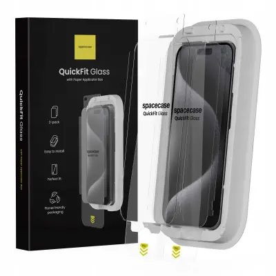 SPACECASE QUICKFIT KALJENO STEKLO ZA IPHONE 15 PRO MAX ZAŠČITA EKRANA
