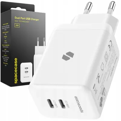 SPACECASE USB C POLNILEC 45W GAN ZA TELEFONE ZA IPHONE SAMSUNG XIAOMI