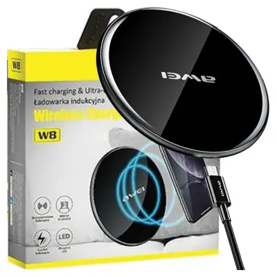 AWEI INDUKCIJSKI POLNILEC 10W ZA TELEFON CASE W8, ČRN