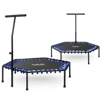 Neo-Sport fitnes trampolin z ročajem 127 cm - heksagonalno moder