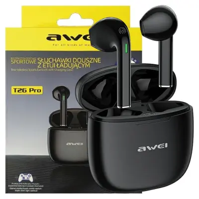 AWEI BLUETOOTH 5.3 T26 PRO TWS SLUŠALKE ZA TELEFONE BLACK STATION