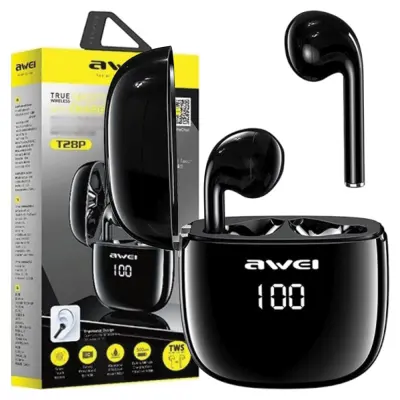 AWEI BLUETOOTH 5.0 T28P TWS SLUŠALKE ZA TELEFON + PRIKLJUČNA POSTAJA ČRNE