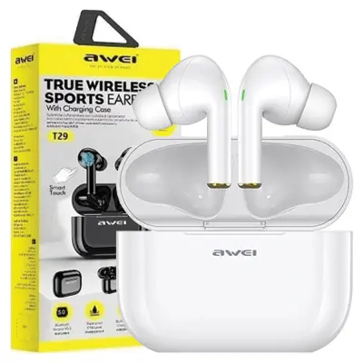 SLUŠALKE AWEI BLUETOOTH 5.0 T29 TWS + PRIKLJUČNA POSTAJA BELE/BELE