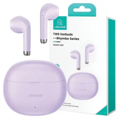 USAMS BREZŽIČNE TWS BLUETOOTH 5.3 RHYMBO SLUŠALKE VIJOLIČNE