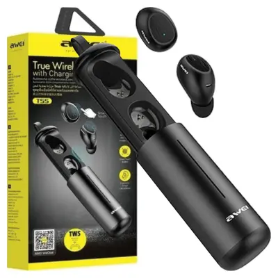 AWEI BLUETOOTH 5.0 T55 TWS SLUŠALKE ZA TELEFONE + PRIKLJUČNA POSTAJA ČRNE