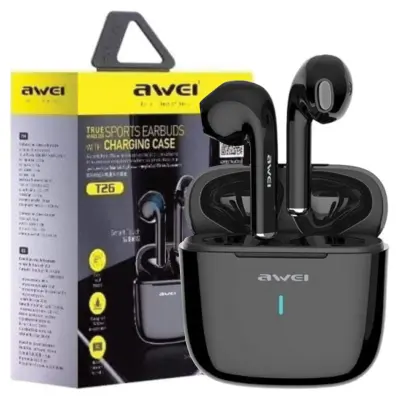 SLUŠALKE AWEI BLUETOOTH 5.0 T26 TWS + PRIKLJUČNA POSTAJA ČRNE/ČRNE