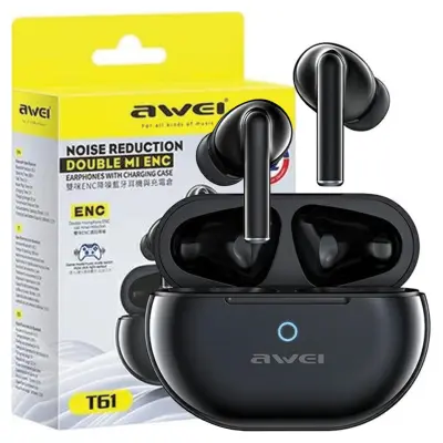 AWEI BLUETOOTH 5.3 T61 TWS ETUI + PRIKLJUČNA POSTAJA ČRNA