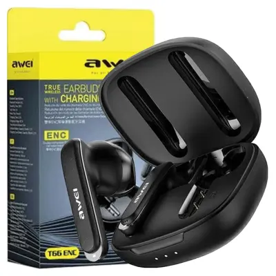 AWEI BLUETOOTH 5.3 T66 TWS ETUI ZA SLUŠALKE ZA TELEFON BLACK BLACK