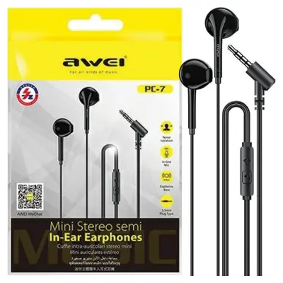 SLUŠALKE AWEI STEREO HEADPHONES PC-7 3.5MM JACK BLACK CASE SLUŠALKE ZA PC