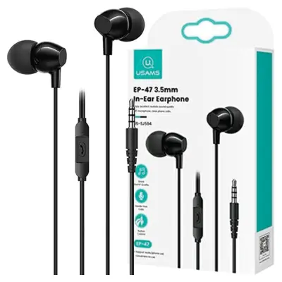 USAMS STEREO SLUŠALKE EP-47 3.5MM ČRNE/ČRNE 1.2M KABEL ZA TELEFON