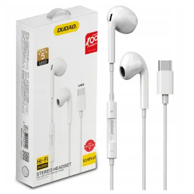 SLUŠALKE DUDAO EARTH USB TIP C BELE, STEREO, ZDRUŽLJIVE S TELEFONI