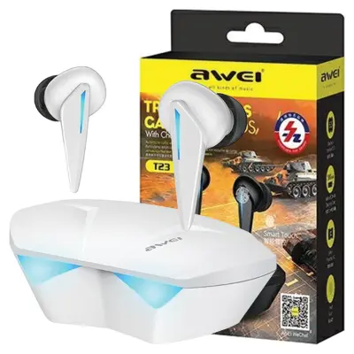 AWEI BLUETOOTH 5.0 T23 TWS GAMING SLUŠALKE ZA TELEFONE, BELE