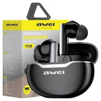 AWEI BLUETOOTH 5.3 T50 TWS POLNILNE SLUŠALKE ČRNE