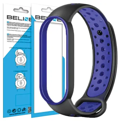 BELINE DESIGN PAŠEK ZA MI BAND 7/6/5 ČRNO-MODRA ZAPESTNICA