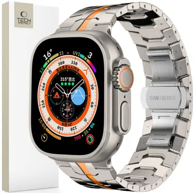 TECH-PROTECT PAS ZA APPLE WATCH STAINLESS LINE TITANIUM ORANŽEN 42 44 45