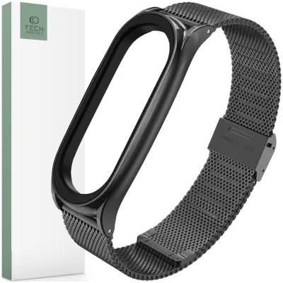 TECH-PROTECT MILANESEBAND ZA XIAOMI MI SMART BAND 5 6 6 NFC ČRNI PAS
