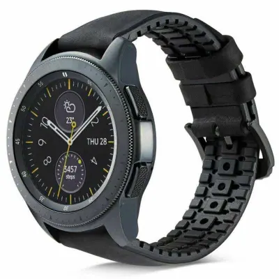SPACECASE PAŠEK ZA URO 22 MM ČRNO USNJEN ZA APPLE WATCH 2 3 4 5 6 7