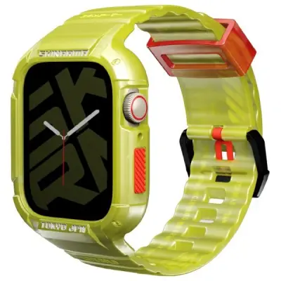 SKINARMA PAS + ETUI SAIDO 2V1 ZA APPLE WATCH 45/44MM NEON RUMENA