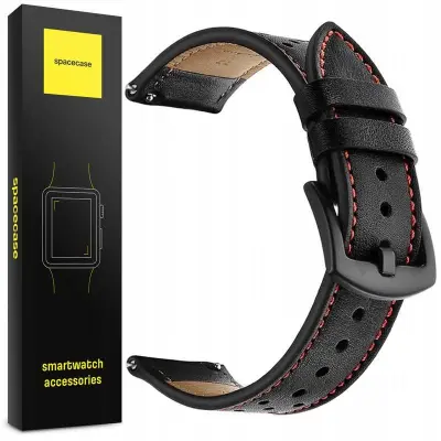SPACECASE PAŠEK ZA URO 20MM ČRNO USNJENO ZA APPLE WATCH 1 2 3 4 5